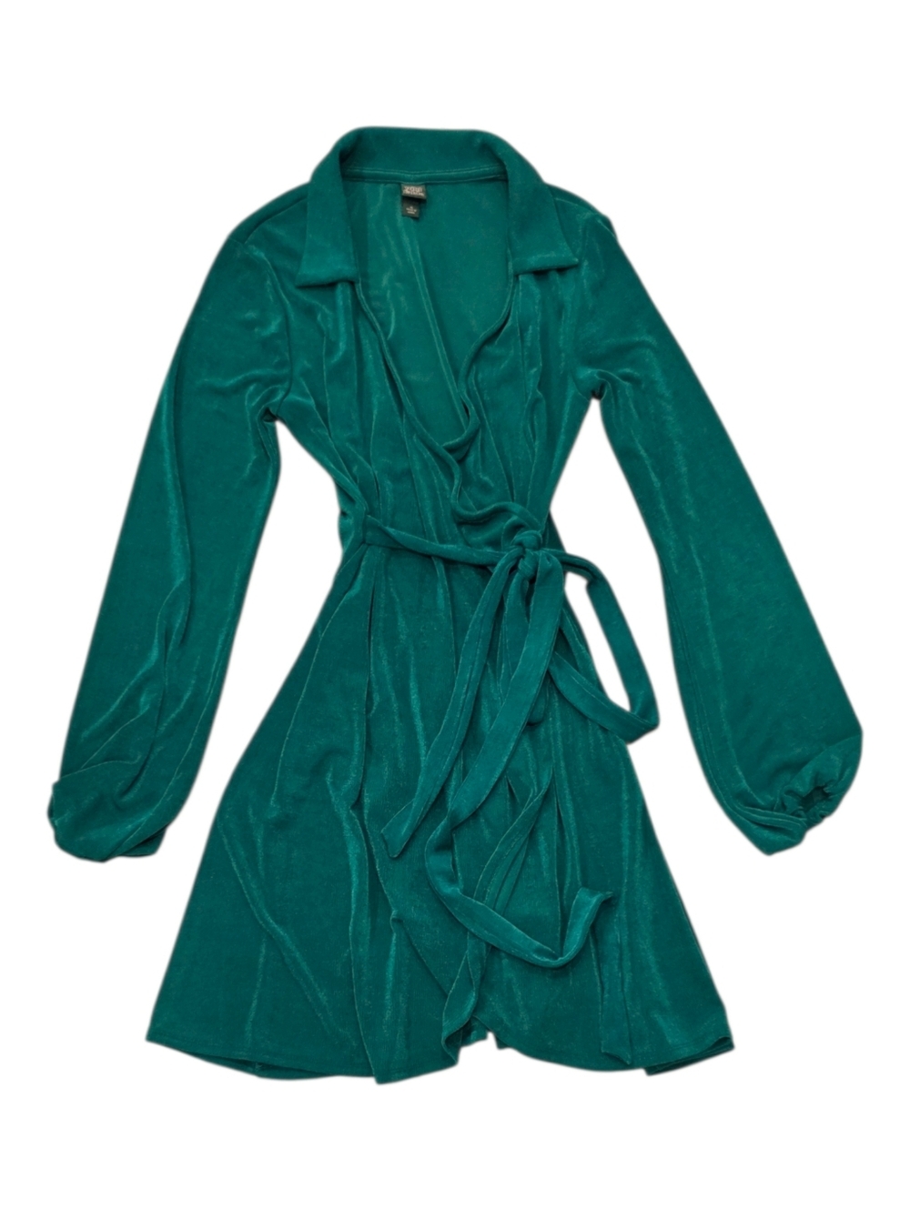 Wild Fable Emerald Green Micro Rib Wrap Mini Dress M